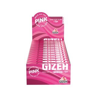 GIZEH KingSize Slim +Tips - Pink (26 x 34Stk)