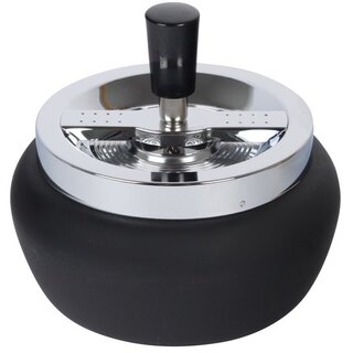 Drehaschenbecher Metall 13cm - Chrom Matt Schwarz (1 Stk)