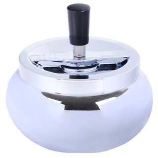 Drehaschenbecher Metall 13cm - Bauchig Chrom (1 Stk)