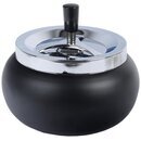 Drehaschenbecher Metall 17cm - Bauchig Schwarz Matt (1 Stk)