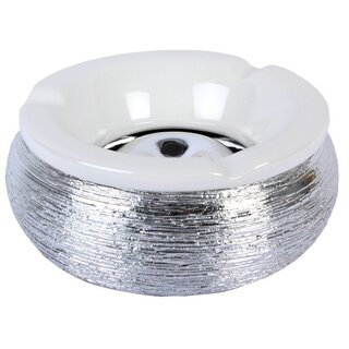 Windaschenbecher Keramik 15cm - Struktur Silber (1 Stk)