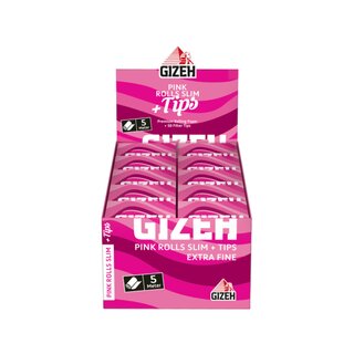 GIZEH Rolls Slim +Tips - Pink (20 x 5m +50Stk)