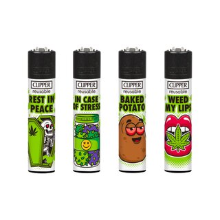 Clipper Feuerzeug Softflame - Weed Slogan 12D (1 x 48Stk)