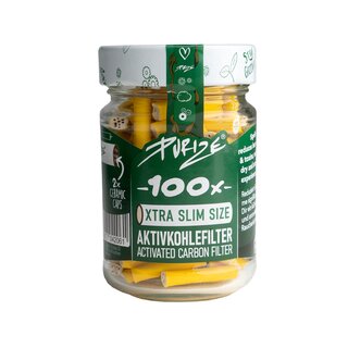 Purize Aktivkohlefilter Xtra Slim 6mm im Glas - yellow (100 Stk.)