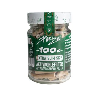 Purize Aktivkohlefilter Xtra Slim 6mm im Glas - organic (100 Stk.)