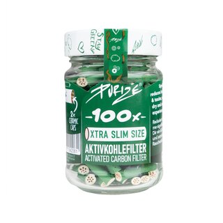 Purize Aktivkohlefilter Xtra Slim 6mm im Glas - green (100 Stk.)