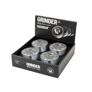 FireFlow Grinder Metal 60mm - 4Parts Silver THC Molecules...