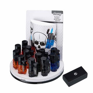 Champ Feuerzeug Jetflame Blue - Skull (1 x 12Stk)