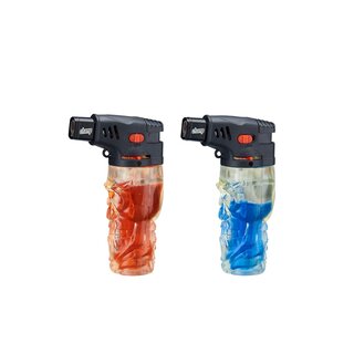 Champ Feuerzeug Jetflame Blue - Skull mit farbigem Gas Red/Blue (1 x 12Stk)