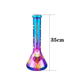 Champ High - Glas Bong Rainbow Hemp Leaves - 40mm - 35cm