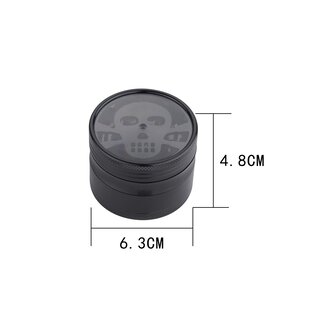 ChampHigh Grinder Alu 63mm - 4Parts Dollar/Skull/Hemp Leaf (1 x 9Stk)