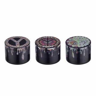 ChampHigh Grinder Alu 50mm - 4Parts Dripping Peace&Love Paint (1 x 9Stk)