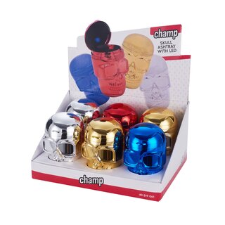 Champ High - Metallic Skull Auto Aschenbecher mit LED...