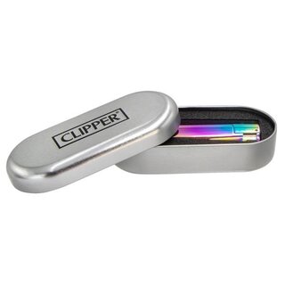 Clipper Feuerzeug Jetflame Blue Metal Icy - Rainbow (1 x 12Stk)