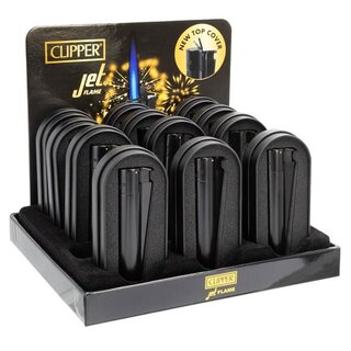 Clipper Feuerzeug Jetflame Blue Metal Matt - Black (1 x...