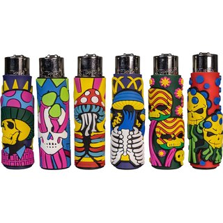 Clipper Feuerzeug Softflame Silikon Cover - Mushroom Skulls (1 x 30Stk)