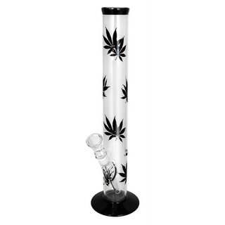 Glas Bong - Hemp Leaf Black - 42cm - schwarz