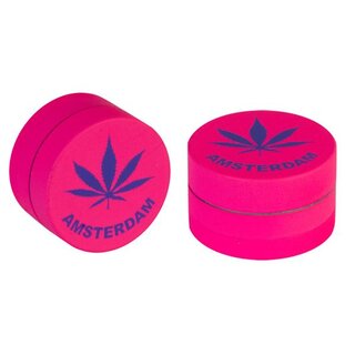 Grinder Alu Pink Hemp Leaf - 40mm - 3 Layers - Display (12 Stk.)