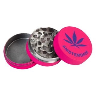 Grinder Alu Pink Hemp Leaf - 40mm - 3 Layers - Display (12 Stk.)