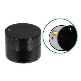 Grinder Alu 50mm - 3Parts Black USB Lighter (1 Stk)