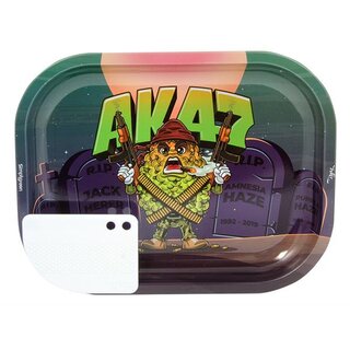 Metal Rolling Tray - 18 x 14cm - AK47 Buds