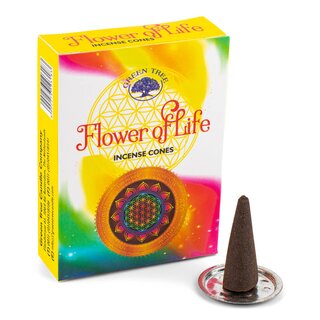 R�ucherkegel - Green Tree - Flower of Life (12 x 10 Stk.)