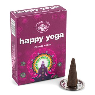 R�ucherkegel - Green Tree - Happy Yoga  (12 x 10 Stk.)