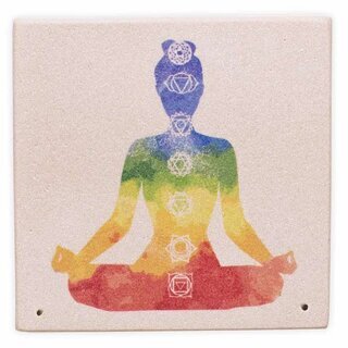 R�ucherst�bchenhalter - Sandstein viereckig - 7 Chakren (1 Stk.)