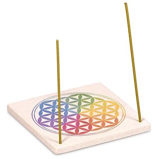 R�ucherst�bchenhalter - Sandstein viereckig - Blume des...