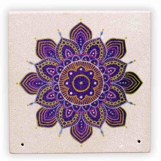 R�ucherst�bchenhalter - Sandstein viereckig - Mandala Blume (1 Stk.)