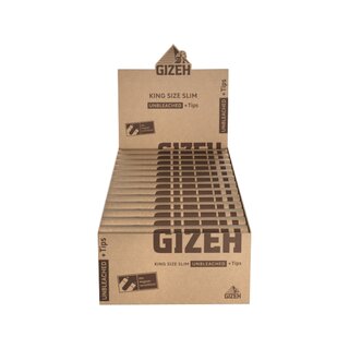 GIZEH KingSize Slim +Tips - Unbleached (26 x 34Stk)