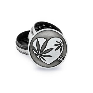 FireFlow Grinder Metal 40mm - 3Parts Silver 420 Heart (1 Stk)