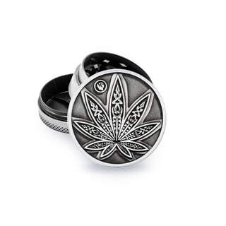 FireFlow Grinder Metal 40mm - 3Parts Silver Neon Leaves 3/4 (1 Stk)