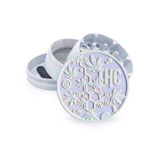 FireFlow - Metal Grinder 5cm 4P - Icy Pearl - THC Molecule (1 Stk.)