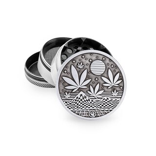 FireFlow Grinder Metal 50mm - 4Parts Silver Leaves 37 1/4...
