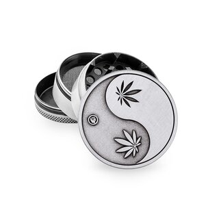 FireFlow Grinder Metal 50mm - 4Parts Silver Yin Yang (1 Stk)