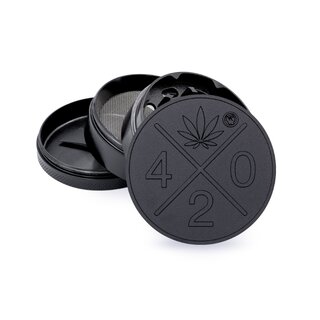 FireFlow - Metal Grinder 6cm 4P - Black - 420 Logo  (1 Stk.)