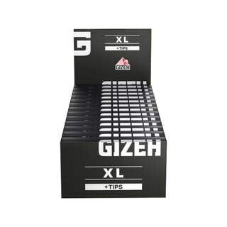 GIZEH KingSize XL +Tips - Black (26 x 34Stk)