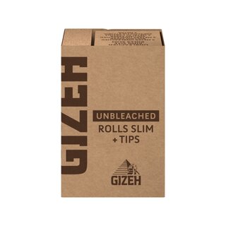 GIZEH Rolls Slim +Tips - Unbleached (20 x 5m + 50Stk)