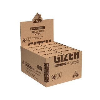 GIZEH Rolls Slim +Tips - Unbleached (20 x 5m + 50Stk)