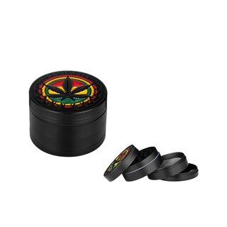 Dreamliner Grinder Alu 50mm - 4Parts Hemp Leaf Rasta (1 Stk)