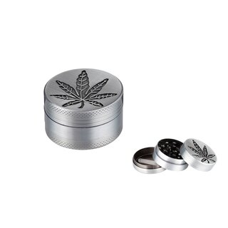 Dreamliner Grinder Alu 40mm - 3Parts Hemp Leaf Silver (1 Stk)