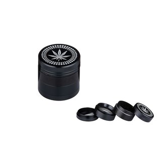 Dreamliner Grinder Alu 40mm - 4Parts Hemp Leaf Black (1 Stk)