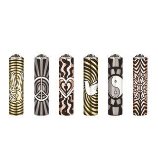 Clipper Feuerzeug Softflame Micro Metal - Peace Symbols (1 Stk)