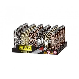Clipper Feuerzeug Softflame Micro Metal - Peace Symbols (1 Stk)