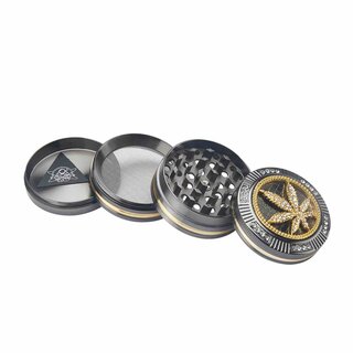 Grinder Alu 50mm - 4Parts Bling Bling Hemp Leaf (1 Stk)