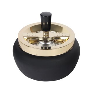 Drehaschenbecher Schwarz/Gold 13cm