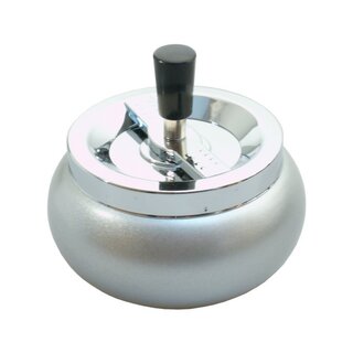 Drehaschenbecher Metall 13cm - Silber Metallic (1 Stk)