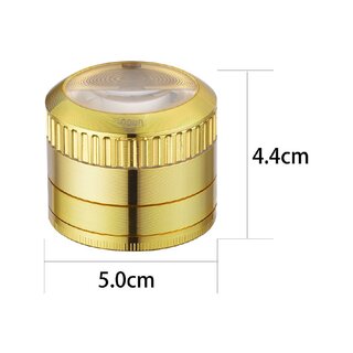 ChampHigh Grinder Alu 50mm - 4Parts Gold +Magnifier (1 Stk)